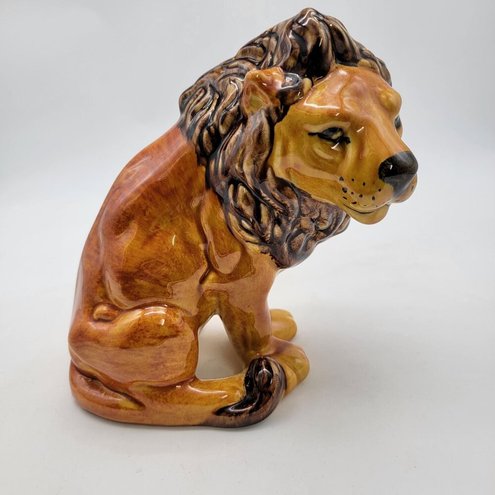 Vintage Italian Art Pottery Lion Figurine Statue - Picture 2 of 9